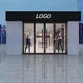 Modern Clothing Store Exterior With Glass Doors Logo Sign And Mannequin Displays