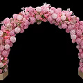 Pink Floral Event Entrance Arch With Decorative Flowers And Ornaments
