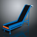 Inclined Blue Frame Conveyor Belt With Black Belt And Orange Edge Structure