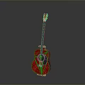Pink Acoustic Guitar With Wooden Body And Black Fretboard For Daily Use