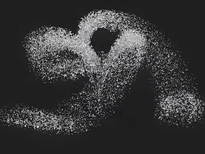 Abstract White Particle Shape On Black Background With Artistic Design 3d model