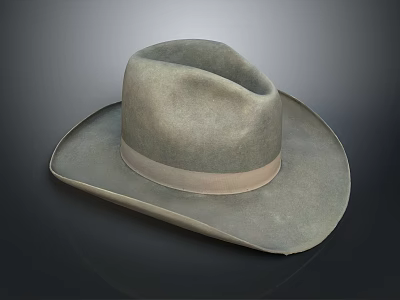 Stylish Gray Wide Brimmed Hat With Light Colored Band For Daily Casual Use 3d model