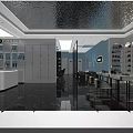 Modern Bright Blue Beauty Hair Salon Interior With Professional Hairdressing Stations And Glossy Marble Floors