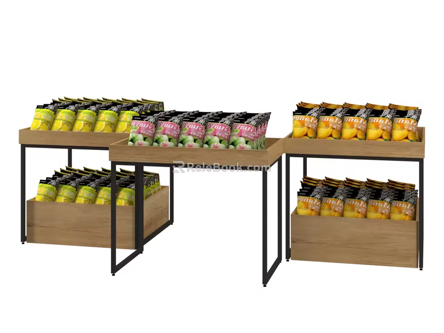 Showcase Shelf Display Stack Head Bulk Stack Head Promotion Display Rack Promotion Stack Head Supermarket Shelf Snack Stack Scene Stack Promotion Desk 3d model