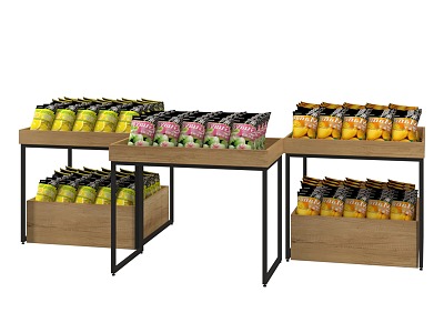 Showcase Shelf Display Stack Head Bulk Stack Head Promotion Display Rack Promotion Stack Head Supermarket Shelf Snack Stack Scene Stack Promotion Desk 3d model