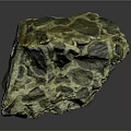 Natural Terrain Rock Formation With Green Black Yellow Surface Texture And Geological Features