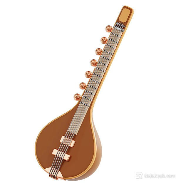 Handcrafted Wooden String Instrument and Art Supplies with Copper Pegs and Strings for Creative Art 3d model 