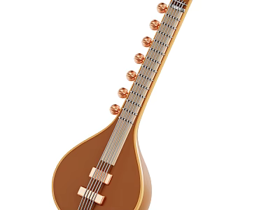 Handcrafted Wooden String Instrument and Art Supplies with Copper Pegs and Strings for Creative Art 3d model