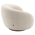 Plush Beige Single Sofa With Round Armrests And Metal Base Design