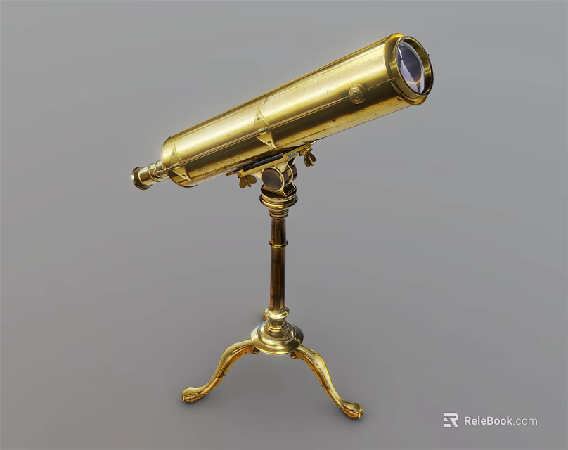 Commercial Equipment Vintage Brass Telescope With Sturdy Tripod Stand Design 3d model 