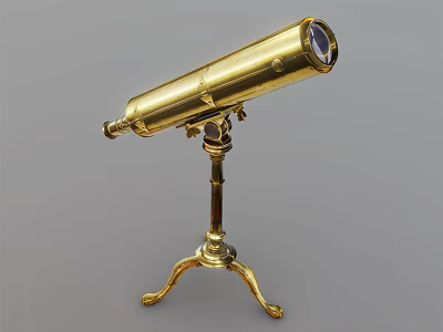 Commercial Equipment Vintage Brass Telescope With Sturdy Tripod Stand Design 3d model