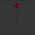 Red Rose Themed Decorative Light With Green Stem On Grey Background 3d model
