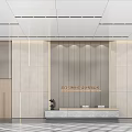 Modern Front Desk Reception Area With Marble Wall Reception Counter And Company Logo 3d model