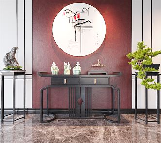 New Chinese-style Entrance Cabinet 3d model