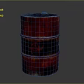 Rusty Red And Black Metal Barrel With Skull Hazard Symbol On Surface