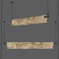 Modern Long Chandelier With Natural Texture And Metal Frame For Interior Decor