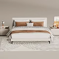 3 double bed with bedside backrest floor-to-ceiling bed 3d model