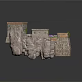 Traditional Stone Buildings With Textured Blocks Flat Roofs And Plant Decorations