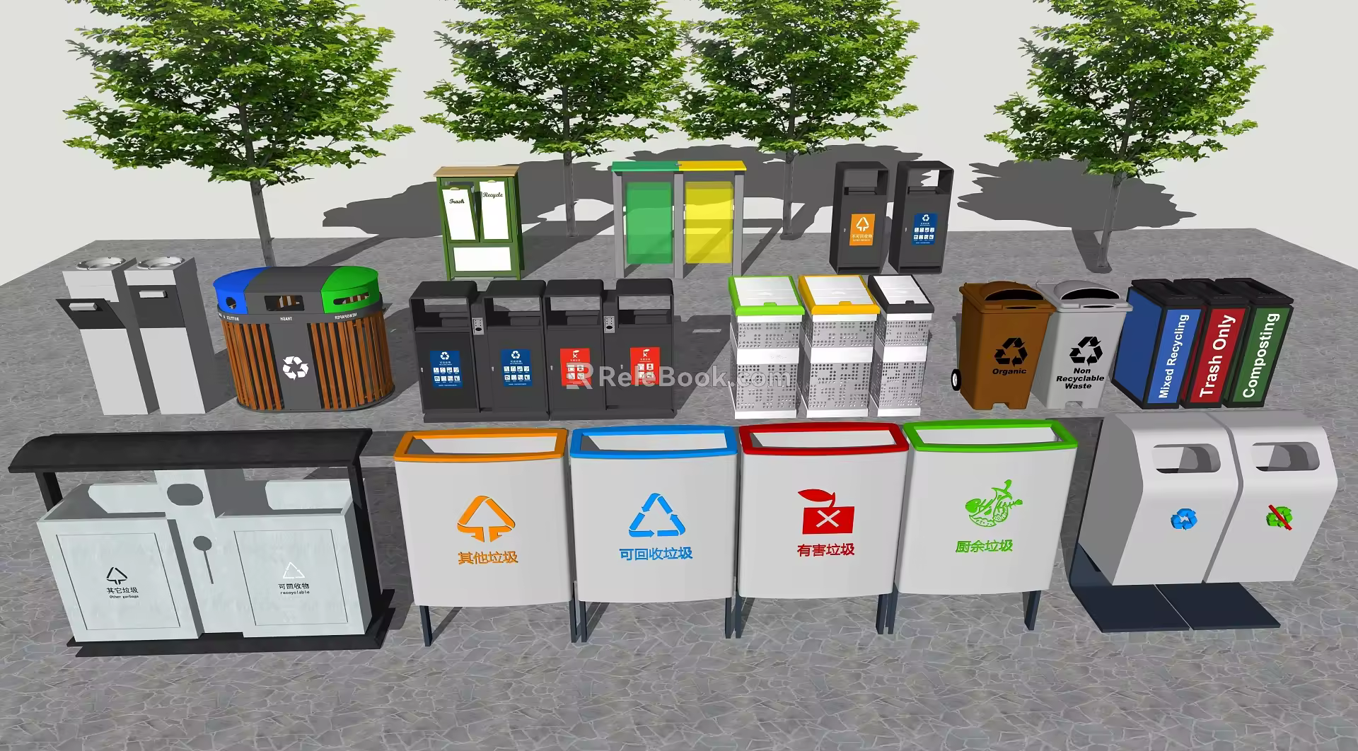 Modern trash can sorting trash can 3d model