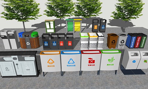 Modern trash can sorting trash can 3d model