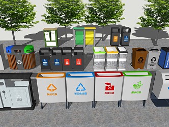 Modern trash can sorting trash can 3d model