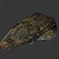 Futuristic Cosmic Spaceship With Intricate Textures And Golden Lines For Aerospace Missions
