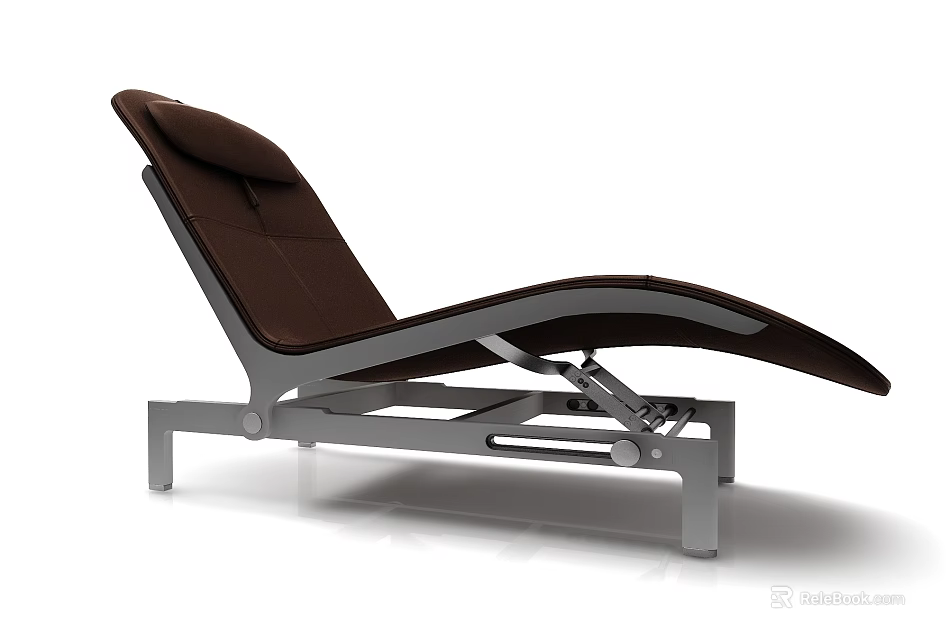 Modern Brown Leather Lounge Chair With Adjustable Metal Frame And Comfortable Design 3d model 