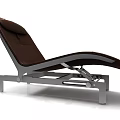 Modern Brown Leather Lounge Chair With Adjustable Metal Frame And Comfortable Design