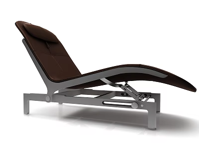 Modern Brown Leather Lounge Chair With Adjustable Metal Frame And Comfortable Design 3d model