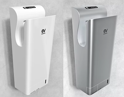 Wall Mounted Hand Dryers In White And Silver With Modern Design 3d model