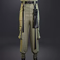 Khaki Utility Jumpsuit With Multiple Pockets Waist Belt And Functional Design