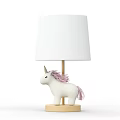 Cute Unicorn Shaped Table Lamp With White Lampshade And Pink Mane For Kids Bedroom