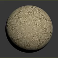 Detailed Wooden Stone Sphere With Intricate Carved Patterns And Natural Textured Surface