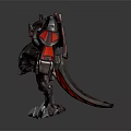 Futuristic Robotic Mechanical Creature With Red And Gray Armor And Clawed Limbs 3d model