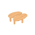 Minimalist Modern Solid Wood Coffee Tables With Unique Shape And Cylindrical Legs 3d model