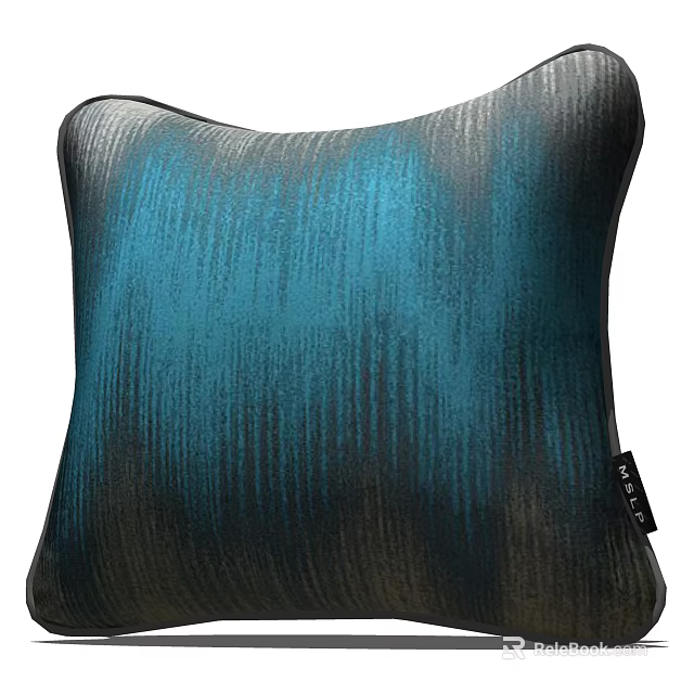 Teal and Black Textured Decorative Throw Pillow with Brushed Fabric Design 3d model 