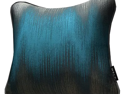 Teal and Black Textured Decorative Throw Pillow with Brushed Fabric Design 3d model