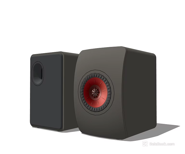 Modern Black Speakers With Red Accent Speaker Grills And Sleek Design 3d model 
