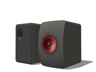 Modern Black Speakers With Red Accent Speaker Grills And Sleek Design 3d model