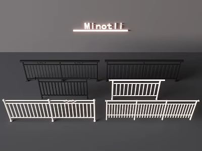 Modern Railings Featuring Black White Color Options Various Styles And Decorative Designs 3d model