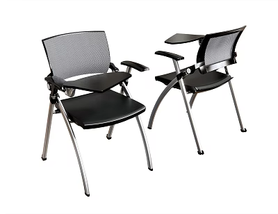 Modern Office Chair With Mesh Back Ergonomic Design Writing Table And Metal Frame Armrests 3d model