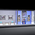 Modern Retail Showcase Window With Display Shelves Lighting And Art 3d model