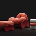 Stylish Orange Velvet Lounge Chair With Matching Ottoman And Comfortable Curved Design