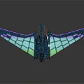 Space Aerospace Futuristic Delta Wing Aircraft Featuring Transparent Panels and Streamlined Aerodynamic Design