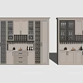 Modern Wine Cabinet With Glass Doors Wine Bottles Glasses And Storage Drawers