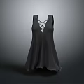 Black Sleeveless Dress With Front Lace Up Detail And Flowy Hem Design