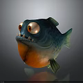 Colorful Cartoon Fish With Big Bulging Eyes And Sharp Teeth Vibrant Body Design