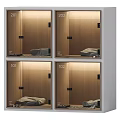 Pet Furniture Design With Wooden Cabinets Glass Doors And Gray Cushions
