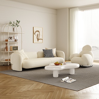 Modern Sofa Coffee Table Combination Cream Sofa Coffee Table Combination 3d model