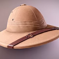 Classic Brown Felt Hat With Wide Brim And Leather Strap Design 3d model